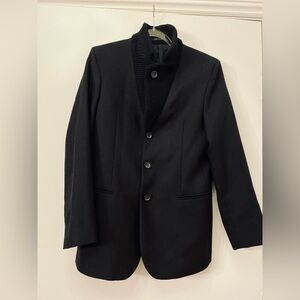 Men's Black Emporio Armani Knit Collar Wool Blazer/Jacket